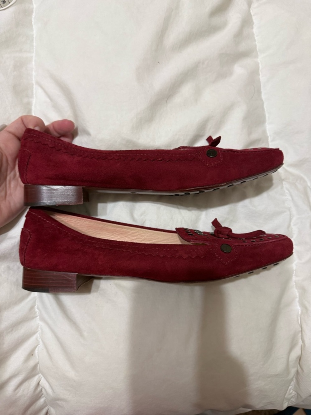 Tod's Burgundy Suede Studded Driving Loafers 10 40 - Picture 8 of 10